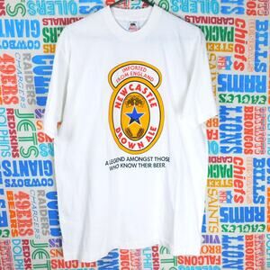 Vintage 90s Newcastle Brown Ale T Shirt Size XL Logo Graphic Legend Beer